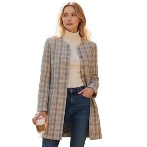 Vintage Henri Bendel Deadstock Wool Plaid Longline Blazer 4 Italy NWT